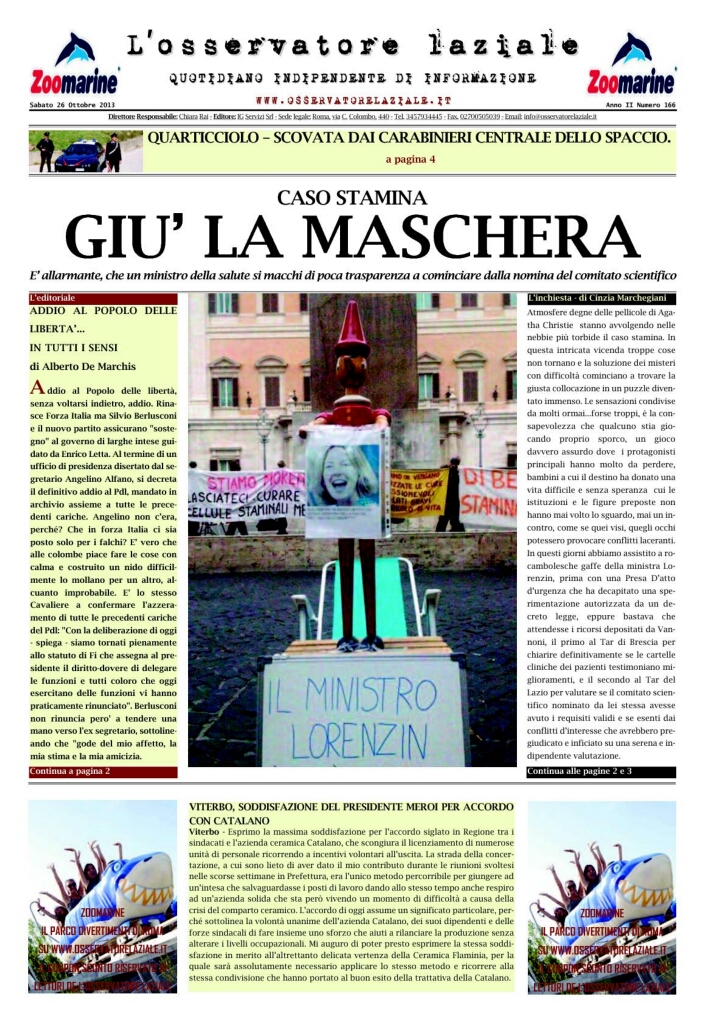 L'osservatore d'Italia edizione del 26 Ottobre 2013